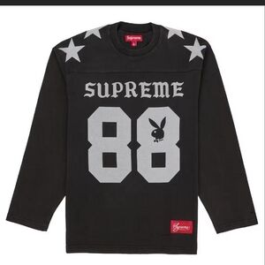 Supreme Black Long Sleeve Jersey with Gray 88 & Stars